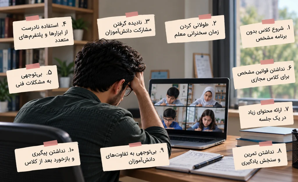 10 اشتباه در برگزاری کلاس آنلاین